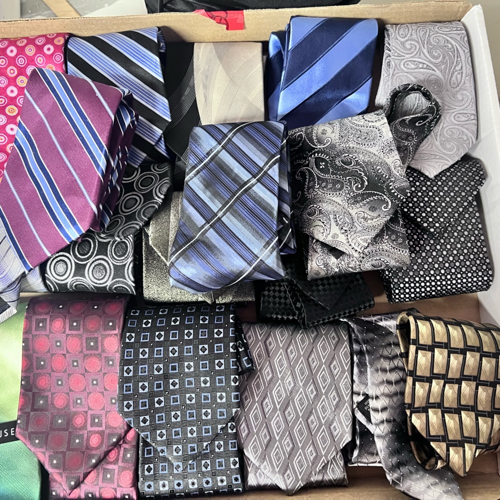 Elegant Blue and Black Striped Tie Lot